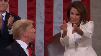 Nancy Pelosi sarcastically clapping at Trump SOTU.